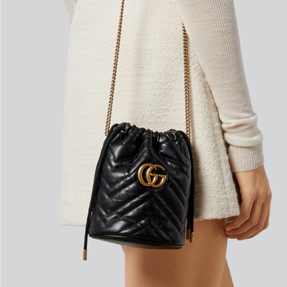 Gucci Black Marmont Mini Bucket Bag